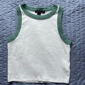 Forever 21 Ribbed Tank Top with Green Neckline, Size S (woman)